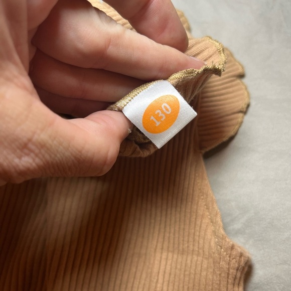 SHEIN Tan Ribbed Blouse with Ruffled Sleeves - Picture 5 of 5